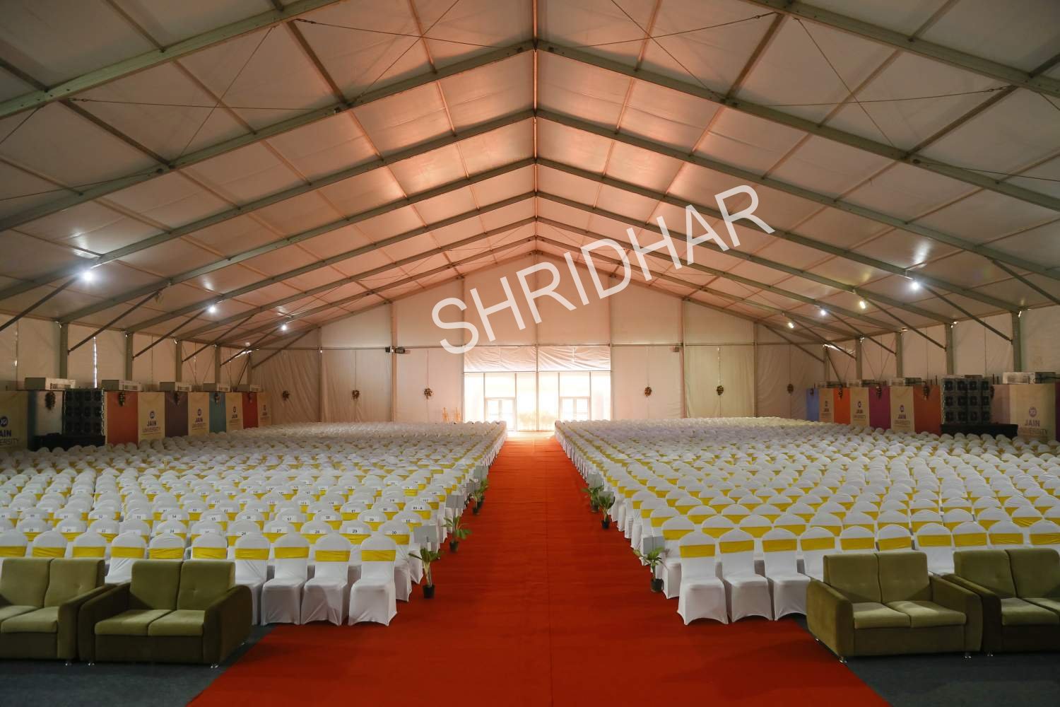 red carpets covered chairs and german tents for rent in bangalore shridhar tent house
