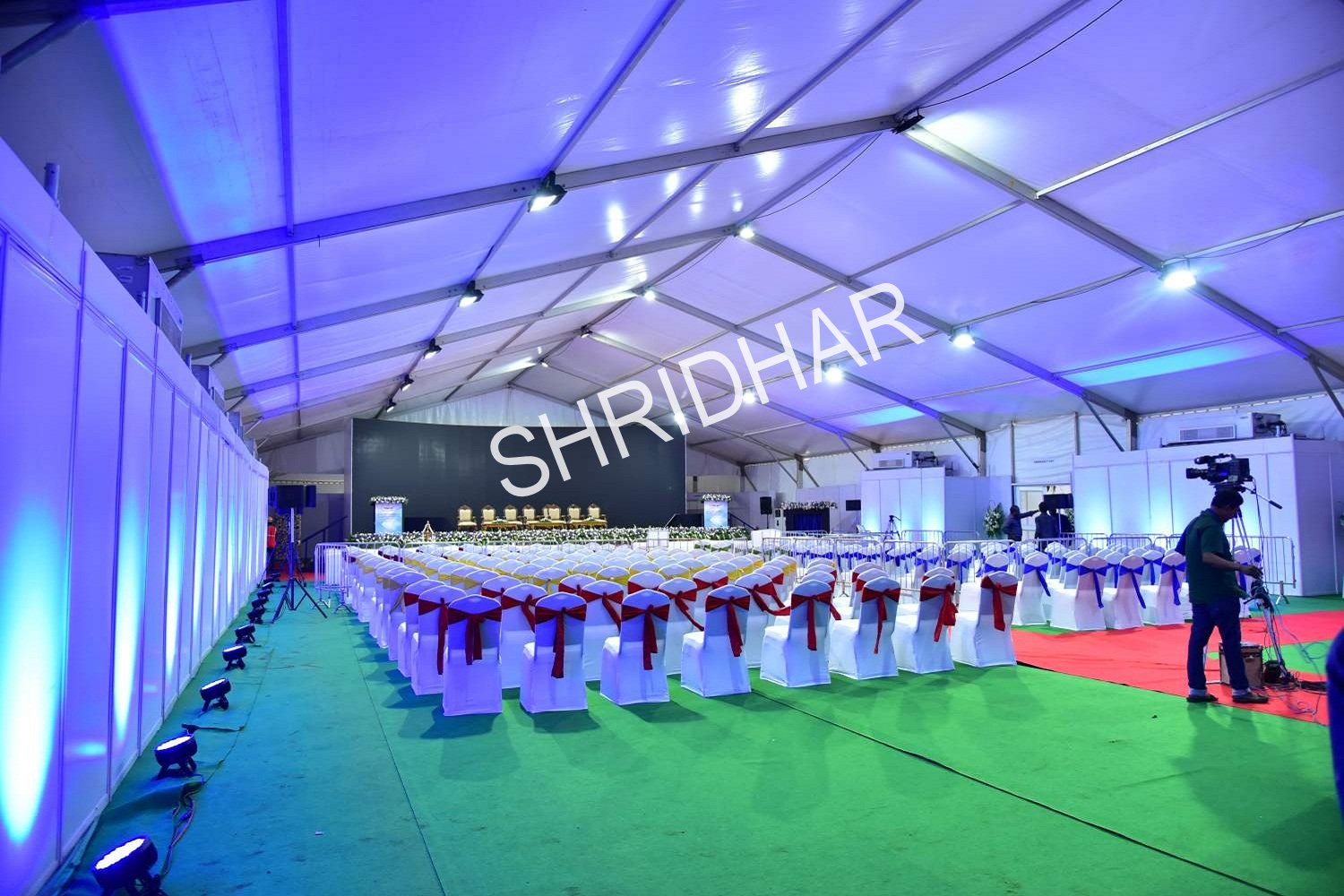 lighting and chairs with cloth covering for rent for hire for conferences in bangalore shridhar tent house